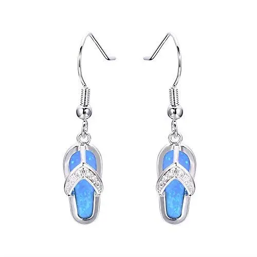 Produktbild: Purmy 925er Sterling Silber Frauen Tropfenohrringe mit Blauer Opal,Flip Flops Shape Modestil