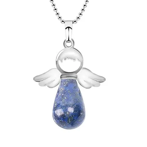 Produktbild: Purmy Halskette Frauen Lapisan Lazuli Wassertropfen Schutzengel anhänger Charms 4.2X2.9CM
