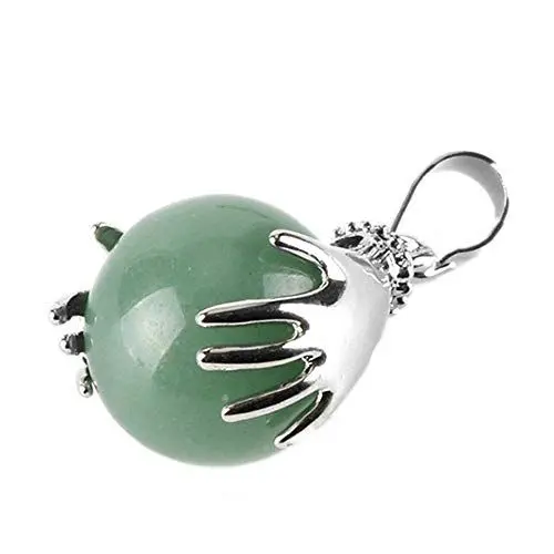 Produktbild: Purmy Halskette Frauen Mano Che tiene la Forma Della Palla Chakra Kristalle Heilstein Aventurin anhänger Charms 3.5X1.8CM
