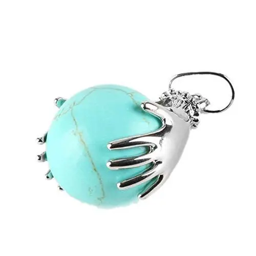 Produktbild: Purmy Halskette Frauen Mano Che tiene la Forma Della Palla Chakra Kristalle Heilstein Türkis anhänger Charms 3.5X1.8CM