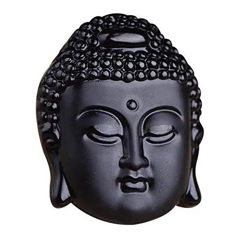 Produktbild: Purmy Obsidian Edelstein Obsidian Schmuck Buddhismus Anhänger,Obsidian Anhänger Buddha Kopf Buddhism Geschenks Amulett Buddhistisch