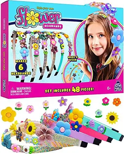 Produktbild: PURPLE LADYBUG Blumen Haarreifen Mädchen - Geschenke Kinder - Haarschmuck Bastelset Kinder 6-12 Jahre - Geschenk für Mädchen - Basteln Mädchen 10 Jahre - Spielzeug, Geburtstagsgeschenk