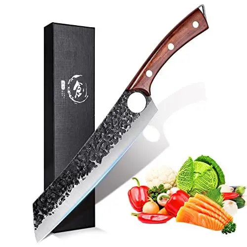 Produktbild: Purple Dragon Kochmesser, Profi Küchenmesser Messer Chefmesser Allzweckmesser aus hochwertigem Carbon Edelstahl, Extra Scharfe Messerklinge mit ergonomischer Griff
