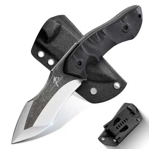 Produktbild: Purple Dragon Outdoor Messer Survival, Full Tang Jagdmesser mit G10 Griff, Feststehende Klinge aus D2 Stahl, Camping Messer Kydex Scheide,Geschenk für Männer