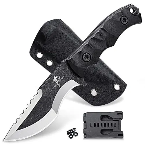 Produktbild: Purple Dragon Outdoor Messer mit Kydexscheide,Jagdmesser Feststehende Klinge Full Tang Messer für Camping Wandern Bushcraft Survival,Geschenk für Männer Sammlung