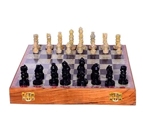 Produktbild: Purpledip Chess Set mit Stein modellierte teilig und Marmor Finish Board: Strategie Spiel mit Universal Regeln, Loved gleichermaßen durch die Kinder und Erwachsene Aller Altersstufen (10505)