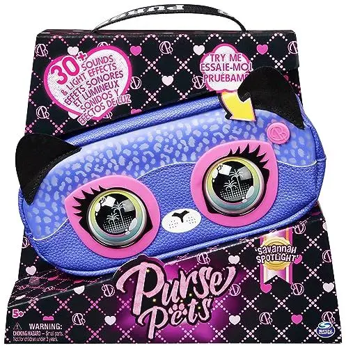 Produktbild: Purse Pets Savannah Spotlight Bauchtasche für Kinder - interaktive Cross Body Bag mit mehr als 30 Lichteffekten, Geräuschen, Reaktionen und Musik, Kindertasche und Spielzeug in einem, ab 5 Jahren