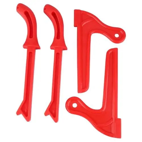 Produktbild: Push Sticks Kunststoff Tischkreissäge Zubehör - 4 Stück Sicherheits Push Stick Kunststoff V-Typ Holzsäge Push Sticks Werkzeugset für Zimmerei (Rot)