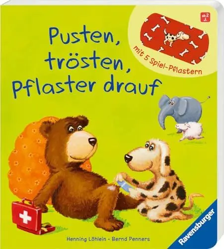 Produktbild: Pusten, trösten, Pflaster drauf! - Stickerbuch ab 2 Jahre, mit 5 bunten Pflastern zum Spielen