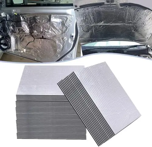 Produktbild: Putentfun 50 Stück Dämmmatte Auto, 250x180x5mm Antidröhnmatte Selbstklebend Autoschallisolierung, Dämmmatte Motorhaube, Feuerfest, Feuchtigkeitsfest, Wasserdicht, Schalldämmung Isolierung