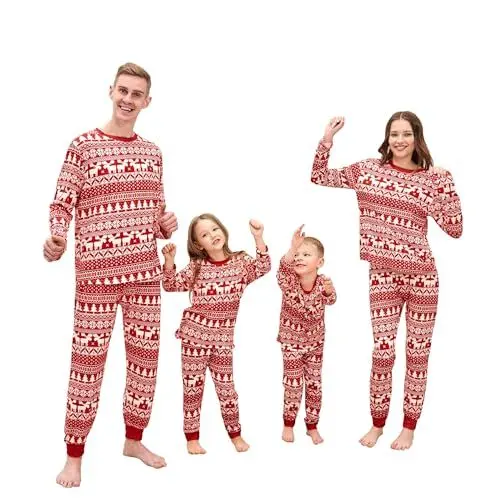 Produktbild: Putentfun Weihnachtspyjama Familie Set Einteiliger Pyjama,Familie Weihnachten Pyjamas Set,Bedruckte Weihnachten Nachtwäsche Outfits für Damen Herren Kinder 4-5Y A1