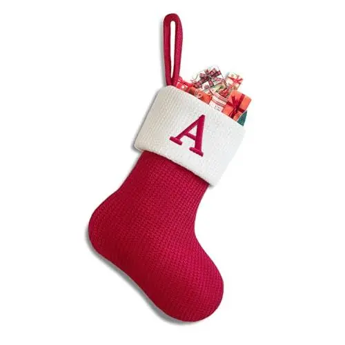 Produktbild: Putentfun Weihnachtsstrumpf Personalisiert Nikolausstrumpf 22 cm Weihnachtsstrumpf Füllung für Weihnachtsdekoration Christmas Stockings Weihnachtsbaum Kamin hängende Ornamente - e Rot A