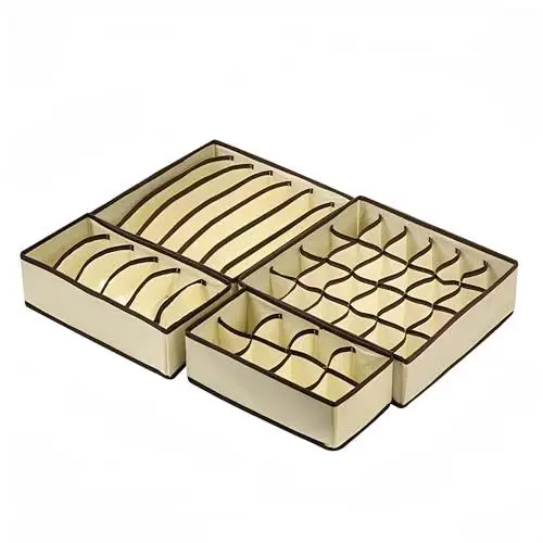 Produktbild: PUTOAHAO 4 Stücke Bh Organizer,Kleiderschrank Organizer,Schrank Organizer Kleiderschrank,Bh Organizer Schublade,Unterwäsche Organizer und Aufbewahrungsbehälter für Unterwäsche, Socken, BHs (beige)