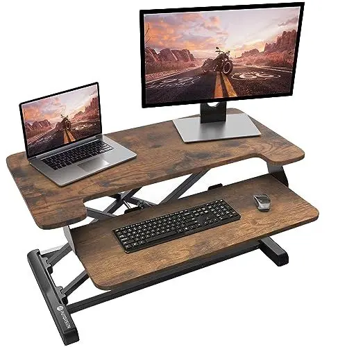 Produktbild: PUTORSEN Höhenverstellbarer Sitz-Steh-Arbeitsplatz Schreibtisch Computer Riser Workstation, Schreibtischaufsatz Steharbeitsplatz Standtisch - 36