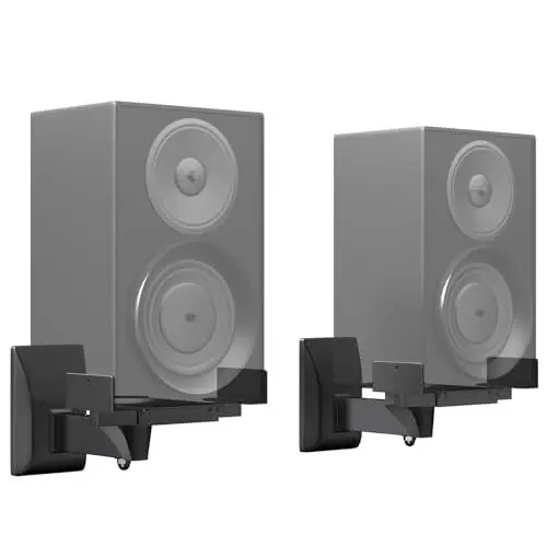 Produktbild: PUTORSEN Lautsprecher Wandhalterung - 2 Pack Universal Autsprecherhalterung für Große Umgebungslautsprecher, Halten Sie bis zu 25kg Speaker Wall Mount