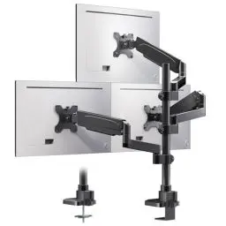 Produktbild: PUTORSEN Monitor Halterung 3 Monitore für 17-32 Zoll Bildschirm, Monitorhalterung 3 Monitore Höhenverstellbar mit 9 kg Pro Arm, 67 cm Stange Bildschirmhalterung Schwenkbar Neigbar, VESA 75/100 mm