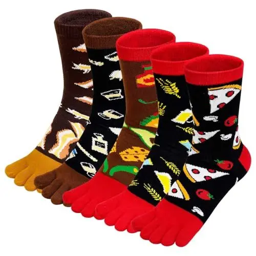 Produktbild: PUTUO Zehensocken Herren Baumwolle Socken mit Zehen, Zehensocken Männer Fünf Finger Socken Herren Sport Socken, 39-44 5 Paare Mehrfarbig-1