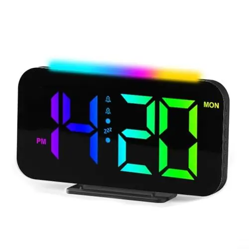 Produktbild: Digitaler Nachttischwecker mit großer LED-Anzeige, LED-Uhr für Schlafzimmer, Digitalwecker mit 12/24H, Nachtlicht, 5 einstellbare Helligkeit für Zuhause, Büro(D)