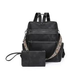 Produktbild: Puwuzixi Frauen Rucksack Wasserdicht Anti-Diebstahl Leichtgewicht PU Mode Reisen Mehrzweck Cabrio Geldbörse Umhängetasche Handtasche Rucksack（Black）