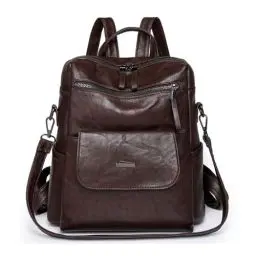 Produktbild: Puwuzixi Frauen Rucksack Wasserdicht Anti-Diebstahl Leichtgewicht PU Mode Reisen Mehrzweck Cabrio Geldbörse Umhängetasche Handtasche Rucksack（Chocolate）