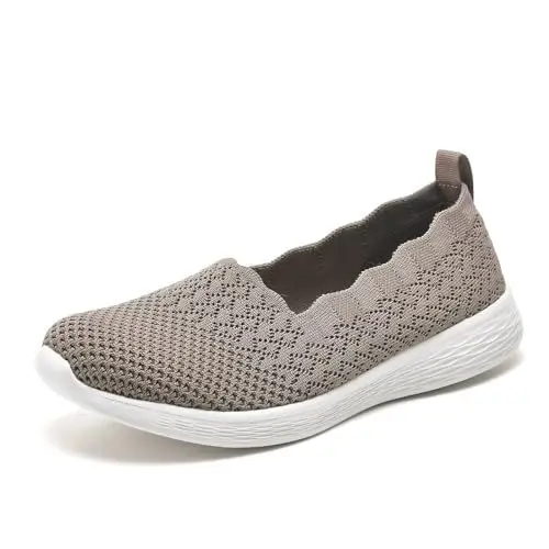 Produktbild: Puxowe Damen Slip On Sneaker Leichte Atmungsaktiv Sportschuhe Turnschuhe Bequem Freizeitschuhe Walking Schuhe Outdoor Fitness 41 EU DeepKhaki