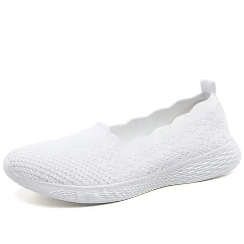 Produktbild: Puxowe Damen Slip On Sneaker Leichte Atmungsaktiv Sportschuhe Turnschuhe Bequem Freizeitschuhe Walking Schuhe Outdoor Fitness 43 EU White