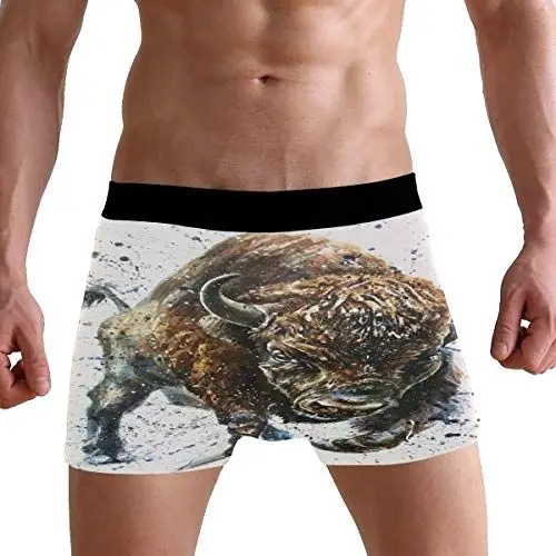 Produktbild: PUXUQU Herren Boxershorts Tier Büffel Stier Bison Unterhosen Männer Herrenunterwäsche Unterwäsche