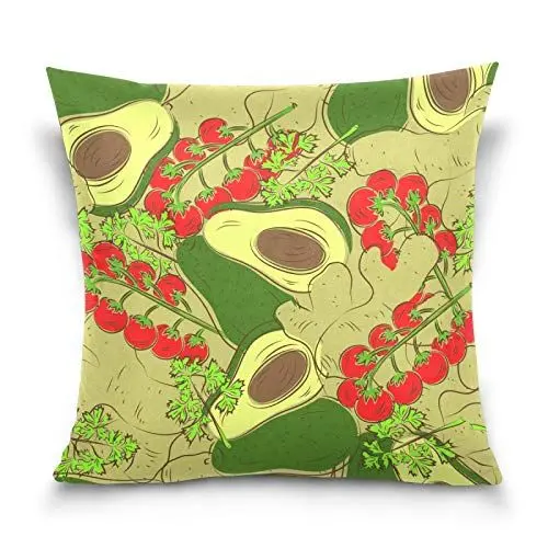 Produktbild: PUXUQU Kissenbezug 40x40 cm Gemüse Tomaten Petersilie Ingwerwurzel Avocado Dekorative quadratische Kissenbezüge Kissenhülle für Couch Sofa Schlafzimmer Auto