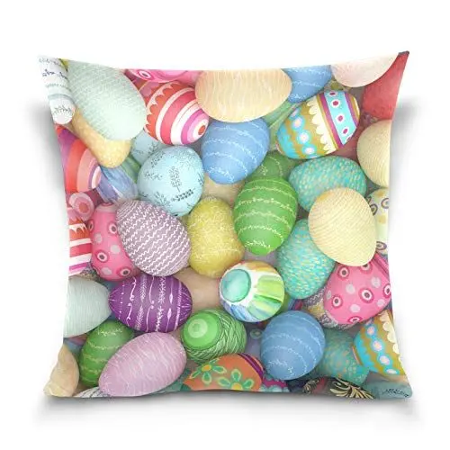 Produktbild: PUXUQU Kissenbezug 40x40 cm Bunt Eier Ostern Muster Dekorative quadratische Kissenbezüge Kissenhülle für Couch Sofa Schlafzimmer Auto