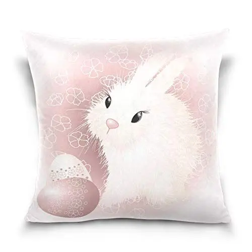 Produktbild: PUXUQU Kissenbezug 50x50 cm Süß Hase Ostern Häschen Ei Dekorative quadratische Kissenbezüge Kissenhülle für Couch Sofa Schlafzimmer Auto