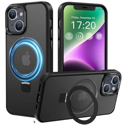 Produktbild: PuyaTeya Handyhülle für iPhone 14 Hülle,iPhone 13 Hülle, (mit Unsichtbarem Ständer )(mit MagSafe) Kratzfeste Anti-Fingerabdruck (Transluzente Matte) Hülle iPhone 14/iPhone 13 6.1