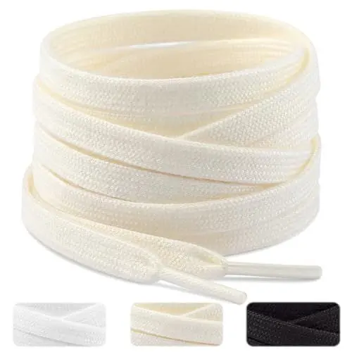 Produktbild: Puzeam 2 Paar flache Sneaker Schnürsenkel, 8mm Breite reißfest Schuhbänder für Sportschuhe, Turnschuhe, Premium Ersatz Shoelaces Creme 120