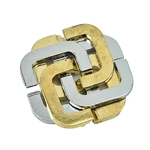 Produktbild: Puzzle Lock Pädagogisches Spielzeug, Metalldraht Puzzle Set Rätsel IQ Test Entflechtung Entsperren Interlock-Spiel Zaubertrick Vierblättriges Kleesperre für Parteibevorzugung Erwachsen