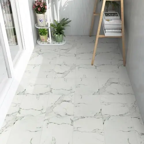 Produktbild: PVC Bodenbelag Selbstklebend Vinylboden Selbstklebend Vinyl-Fliesen, Klebefliesen Boden Weißer Marmor Wasserdichte Wirkung,30cmx30cm Dicke1,0mm 10 Fliesen(0.9㎡)