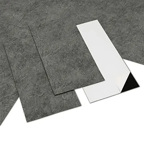 Produktbild: PVC Bodenbelag - Vinylboden Selbstklebend, Extra Abriebfest, Wasserdicht Grau Marmor-Effekt für Küche, Badezimmer, Schlafzimmer 30x15cm 40 Stück