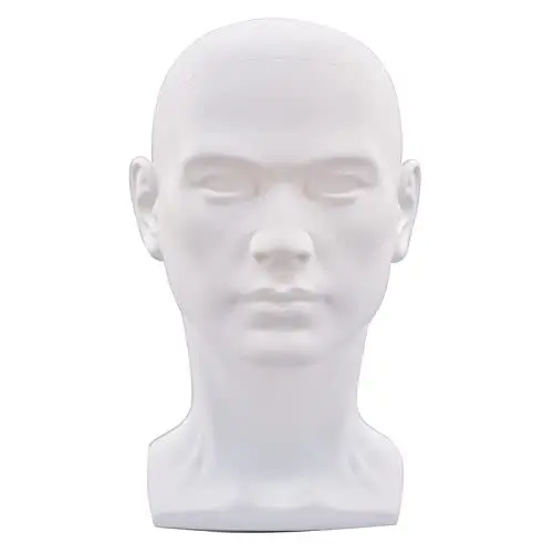 Produktbild: MIAOMANZI PVC Männlich Schaufensterpuppe Perückenkopf mit Schulterbüste Männchen Puppenkopf für Display Haar Hut Maske Sonnenbrille Perücke Schmuck(off-white)