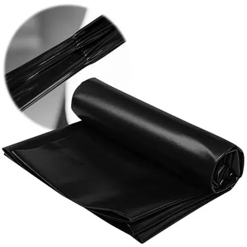 Produktbild: PVC Teichfolie 2x3m 5x5m 6x9m 8x10m 9x10m 10x12m Schwarz Auffahrt Teichmembran Rechteckig Wasserfälle Mulchfolie Extra Dick Gartenlandschaftsbau Dichtungsfolie Atmungsaktiv Wasserfest (Farbe : Schwar