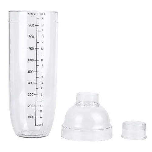 Produktbild: Pwshymi Kunststoff-Cocktail-Shaker, Getränkemixer, Hand-Shaker-Becher mit Waage, Transparent, für Home Bar Store (1000 ml)