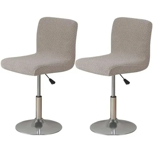 Produktbild: PWZYBXL Bar Stuhlhussen, Barhocker Bezug Stretch Barhocker Abdeckung Mit Rückenlehne Gestrickte Abnehmbarem Barhocker Stuhlbezüge-Khaki-2 Stück