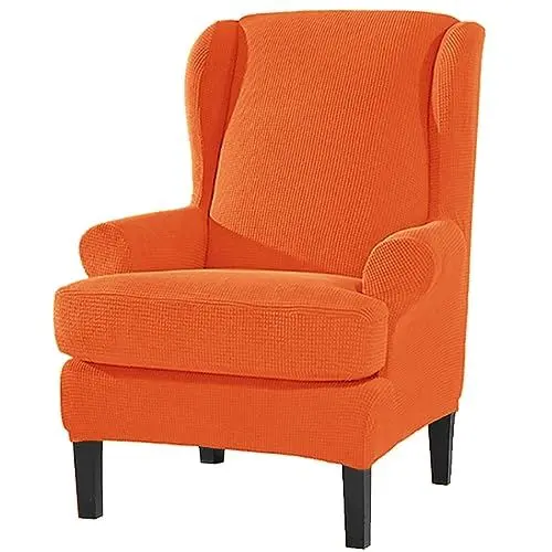 Produktbild: PWZYBXL Ohrensessel Überzug, Stretch Sessel-Überwürfe Ohrensessel Mit Kissenbezug Weiche Abnehmbarem Bezug Sesselhusse Anti-Rutsch Möbelschutz-Orange-2 Stück