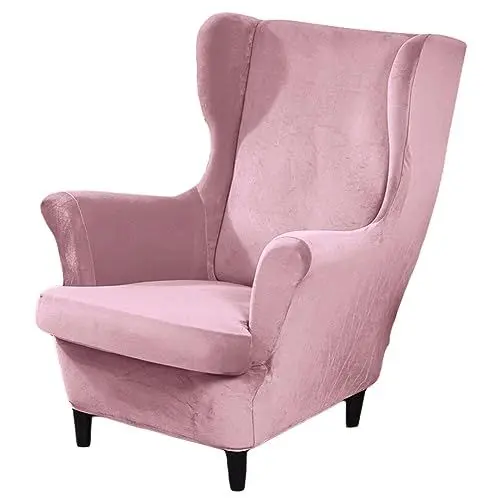 Produktbild: PWZYBXL Ohrensessel Überzug Samt, Weiche Sessel-Überwürfe Ohrensessel Stretch Bezug Sesselhusse Sofabezug Möbelschutz Für Wohnzimmer-rosa-2 Stück