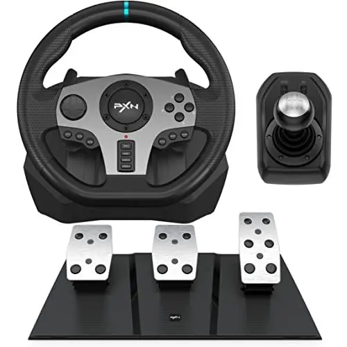 Produktbild: PXN V9 Gaming Lenkrad mit Pedalen und Schaltung - Lenkrad PC, 270&900 Grad, Tool-App, Vibrationsrückmeldung, Schaltwippen - für PC, Xbox, PS4, und PS3