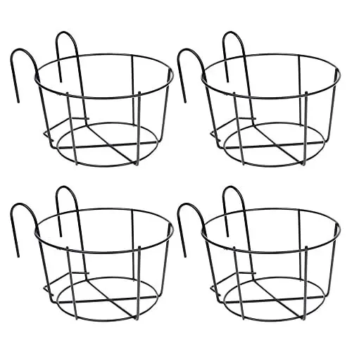 Produktbild: Pyatofyy 4 Stück Geländer Blumentopfhalter, Hängeblumentöpfe Blumentopf Geländer, Blumenkasten Balkongeländer Metall Blumentopfhalter Hängetopf für Balkon,Garten,Zaun,Indoor Und Outdoor