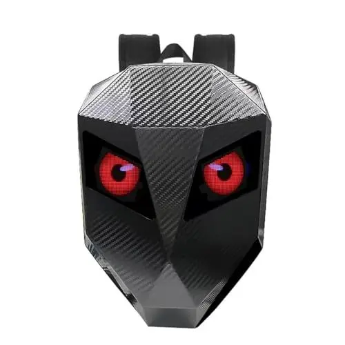 Produktbild: Pyhodi Motorrad-Rucksack für Herren, DIY, Große Kapazität, Programmierbarer LED-Rucksack, Hartschale, 3D-wasserdichte Kohlefaser, Strukturierter Farbbildschirm, Digitaler
