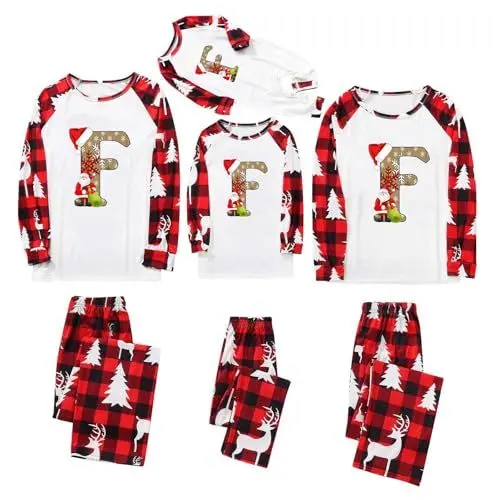 Produktbild: Musselin Schlafanzug Herren Damen 2 Teiler Set - Kurz Pyjama für Herbst Sommer - Couples Christmas Pajamas Family Set