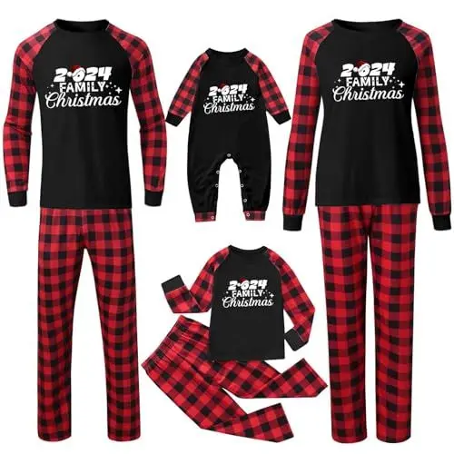 Produktbild: Pyjama Herren Weihnachten,Pärchen Pyjama,Matching Pyjamas,Christmas Pyjama,Weihnachts Pyjama Family,Damen Schlafanzug Frottee,Schlafanzug Teenager Mädchen,Partner Pyjama 2Er Set Für Paare
