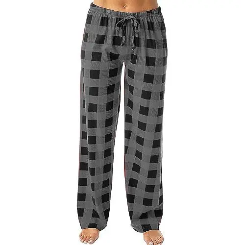 Produktbild: Pyjama Hose Kariert Pyjamahose Damen Kariert Blau Schlafhose Karo Pyjamahose Rot Schwarz Kariert Damen Lounge Hose Damen Schlafanzughose Kariert Rot Damen Pyjamahose Rot Schwarz Kariert Dunkelgrau L