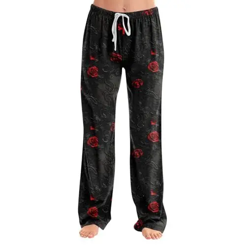 Produktbild: Pyjama Hosen Damen Halloween Flauschige Vampir Schlafanzug Damen Gothic Herbst Matching Couple Lounge Hose Hexenkostüm Flanell Kürbis Schlafhose Weihnachts Winter vino XXL