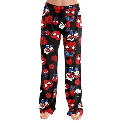 Produktbild: Pyjamahose Damen Pyjama Hose Lang Schlafhose Couple Kawaii Kostüm Cute Cartoon Schlafanzughosen für Herren Lounge Pants Geschenke für Mädchen M Pyjama Damen Herbst Flanell Pyjama Damen