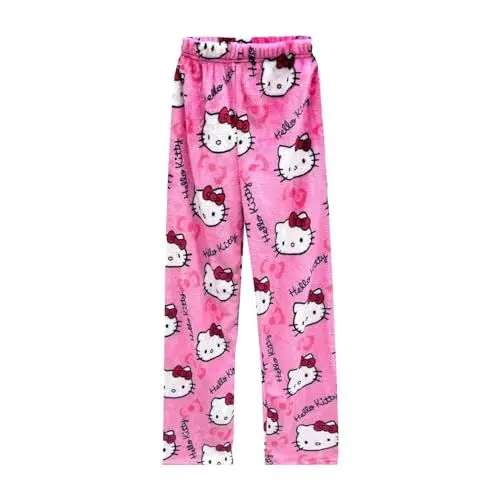 Produktbild: Damen Süßes Kätzchen Anime Cartoon Pyjamahose Flanell Weich Pyjamahose Kawaii Herbst Winter Pyjamahose Lässig Nach Hause Hose Y2k Kawaii Warm Flauschiger Schlafanzug Hose